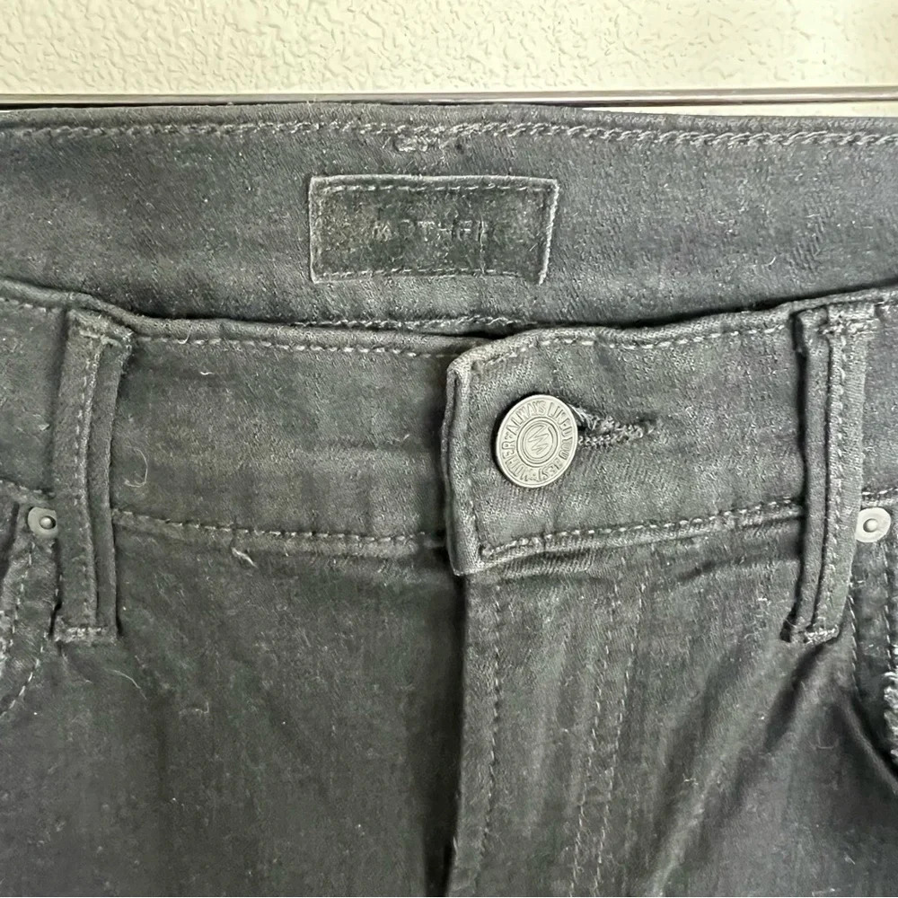 MOTHER Denim Insider Crop Step Fray Jeans Guilty Racer Black Casual Women’s 28 - Picture 7 of 14